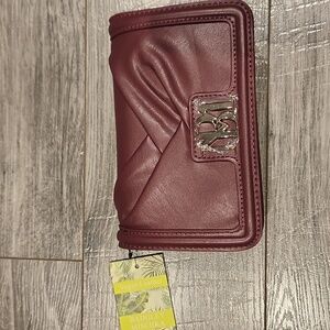 NWT Badgley Mischka Women's Vegan Leather Small pleated Crossbody Plum